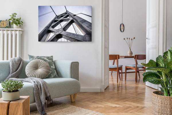 Paul Sinus Art 120x80cm Wandbild auf Leinwand Golden Bridge San Francisco Brückengerüst Metall im Angebot