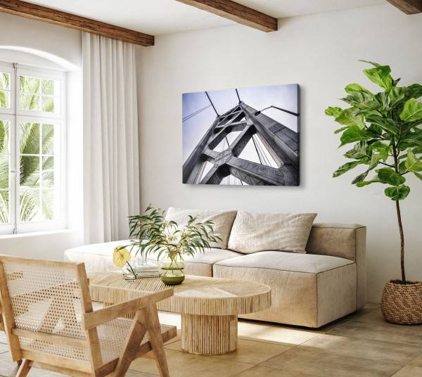 Paul Sinus Art 120x80cm Wandbild auf Leinwand Golden Bridge San Francisco Brückengerüst Metall im Angebot