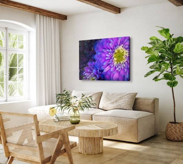 Paul Sinus Art 120x80cm Wandbild auf Leinwand Violette Blumen Blüten Makrofotografie Natur Fabrikpreis