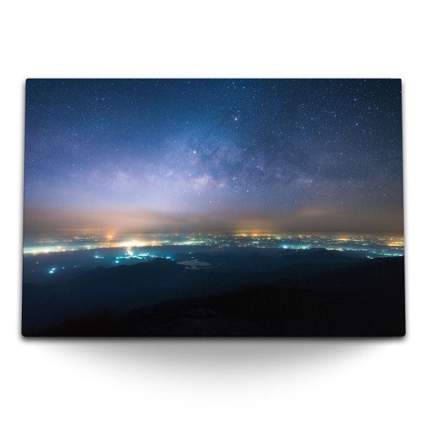 Paul Sinus Art 120x80cm Wandbild auf Leinwand Astrofotografie Nachthimmel Sternenhimmel Sterne Milchstraße