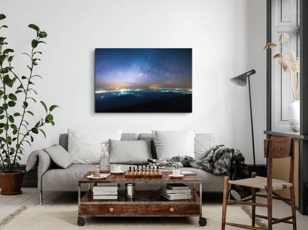 Paul Sinus Art 120x80cm Wandbild auf Leinwand Astrofotografie Nachthimmel Sternenhimmel Sterne Milchstraße Flash Sale