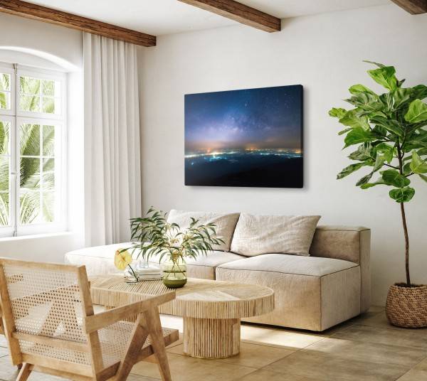 Paul Sinus Art 120x80cm Wandbild auf Leinwand Astrofotografie Nachthimmel Sternenhimmel Sterne Milchstraße Flash Sale