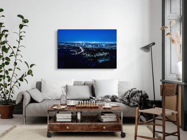 Paul Sinus Art 120x80cm Wandbild auf Leinwand Los Angeles bei Nacht Stadt Großstadt USA Osterangebot