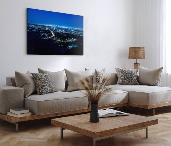 Paul Sinus Art 120x80cm Wandbild auf Leinwand Los Angeles bei Nacht Stadt Großstadt USA Osterangebot