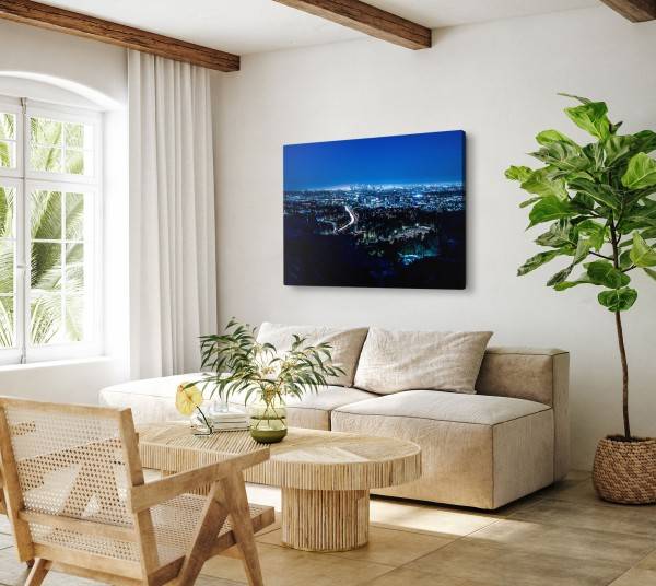Paul Sinus Art 120x80cm Wandbild auf Leinwand Los Angeles bei Nacht Stadt Großstadt USA Osterangebot