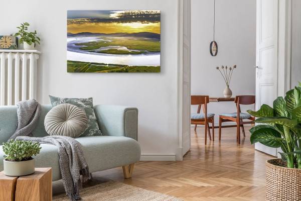 Paul Sinus Art 120x80cm Wandbild auf Leinwand Bucht von Suncheon Süd Korea Sonnenuntergang Natur Vatertagsangebot