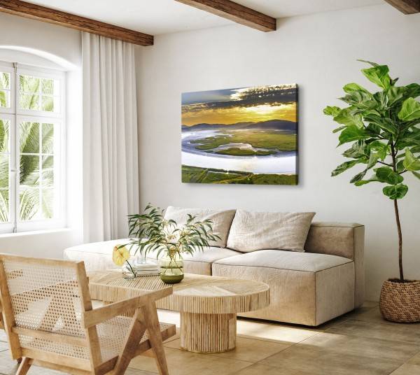 Paul Sinus Art 120x80cm Wandbild auf Leinwand Bucht von Suncheon Süd Korea Sonnenuntergang Natur Vatertagsangebot
