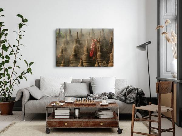 Paul Sinus Art 120x80cm Wandbild auf Leinwand Thailand Mönch Tempelanlage Buddhismus Valentinstagsangebot