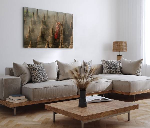 Paul Sinus Art 120x80cm Wandbild auf Leinwand Thailand Mönch Tempelanlage Buddhismus Valentinstagsangebot