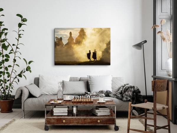 Paul Sinus Art 120x80cm Wandbild auf Leinwand Thailand Tempel Mönche Morgentau Nebel Heißer Verkauf