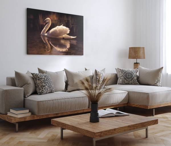 Paul Sinus Art 120x80cm Wandbild auf Leinwand Weißer Schwan See Natur Vogel Tierfotografie Neueste Mode