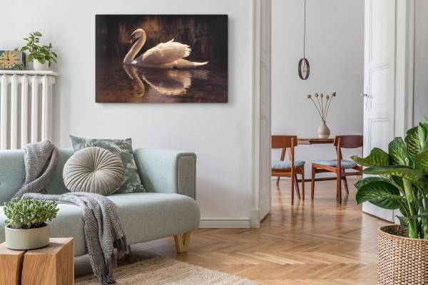 Paul Sinus Art 120x80cm Wandbild auf Leinwand Weißer Schwan See Natur Vogel Tierfotografie Neueste Mode