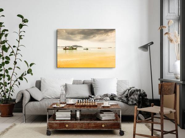 Paul Sinus Art 120x80cm Wandbild auf Leinwand Thailand Strand Horizont Boote Sommer Urlaub Exklusive Angebote