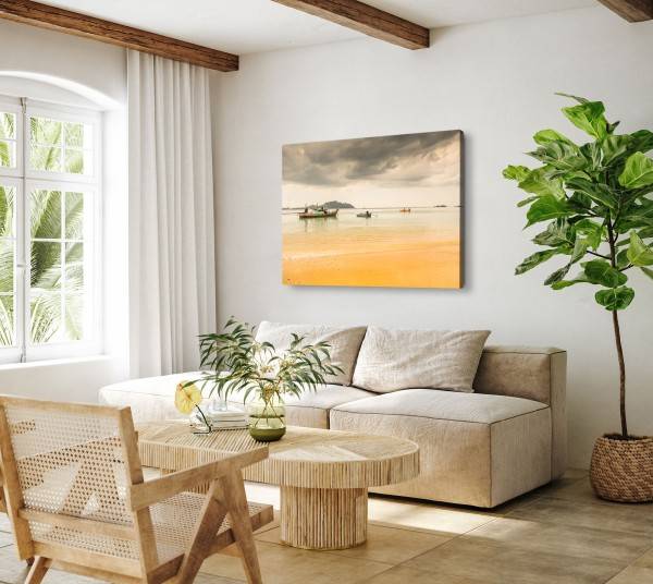 Paul Sinus Art 120x80cm Wandbild auf Leinwand Thailand Strand Horizont Boote Sommer Urlaub Exklusive Angebote