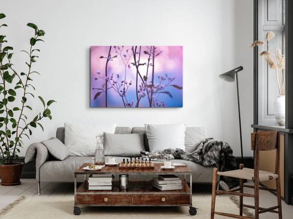 Paul Sinus Art 120x80cm Wandbild auf Leinwand Frühling Pflanzenblüte Abenddämmerung Natur JETZT KAUFEN