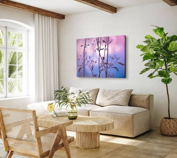 Paul Sinus Art 120x80cm Wandbild auf Leinwand Frühling Pflanzenblüte Abenddämmerung Natur JETZT KAUFEN