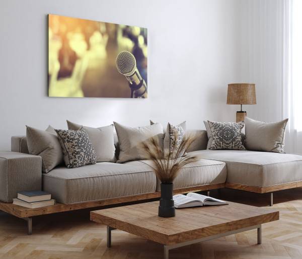 Paul Sinus Art 120x80cm Wandbild auf Leinwand Mikrofon Musikmikrofon Fotokunst Musik Aufnahmestudio Zeitbegrenzte Promotion