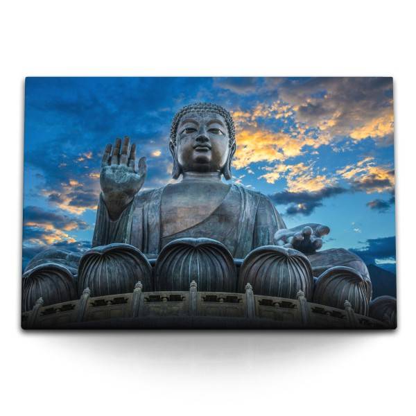 Paul Sinus Art 120x80cm Wandbild auf Leinwand Große Buddhastatue Hong Kong China Buddhismus
