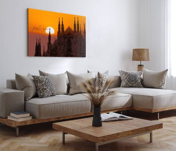 Paul Sinus Art 120x80cm Wandbild auf Leinwand Mailänder Dom Kathedrale Sonnenuntergang Roter Himmel Rabatte dieses Monats