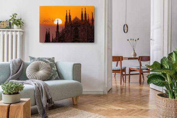 Paul Sinus Art 120x80cm Wandbild auf Leinwand Mailänder Dom Kathedrale Sonnenuntergang Roter Himmel Rabatte dieses Monats