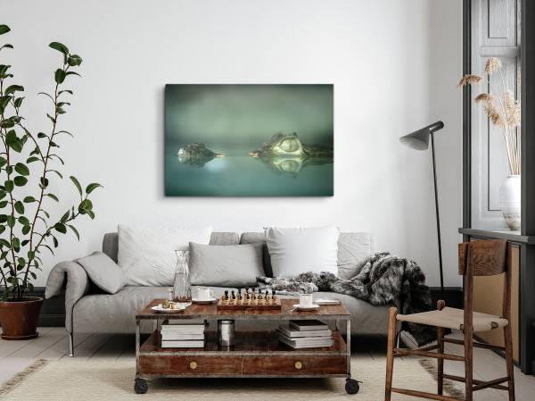 Paul Sinus Art 120x80cm Wandbild auf Leinwand Kleiner Krokodil Reptil Tierfotografie Grün 2025