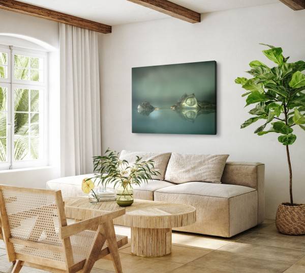 Paul Sinus Art 120x80cm Wandbild auf Leinwand Kleiner Krokodil Reptil Tierfotografie Grün 2025