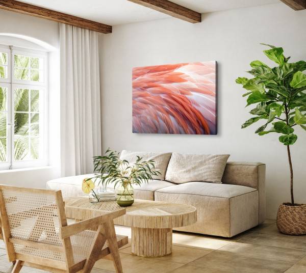 Paul Sinus Art 120x80cm Wandbild auf Leinwand Fotokunst Feder Federkleid Orange Kunstvoll im Angebot