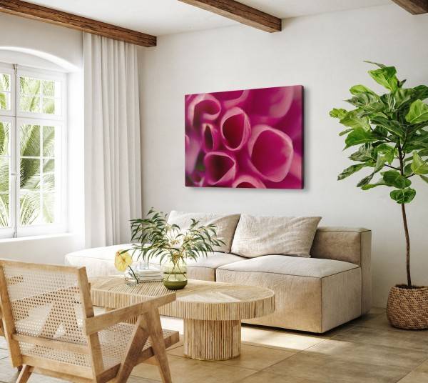 Paul Sinus Art 120x80cm Wandbild auf Leinwand Makrofotografie rosa Blüte Blume Kunstvoll Meist gekauft