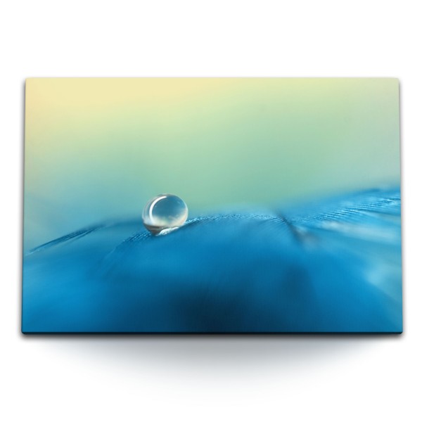 Paul Sinus Art 120x80cm Wandbild auf Leinwand Wassertropfen Makrofotografie Kunstvoll Abstrakt Blau