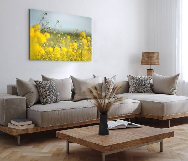 Paul Sinus Art 120x80cm Wandbild auf Leinwand Rapsfeld Gelb Feld Natur Sonnenschein Flash Sale