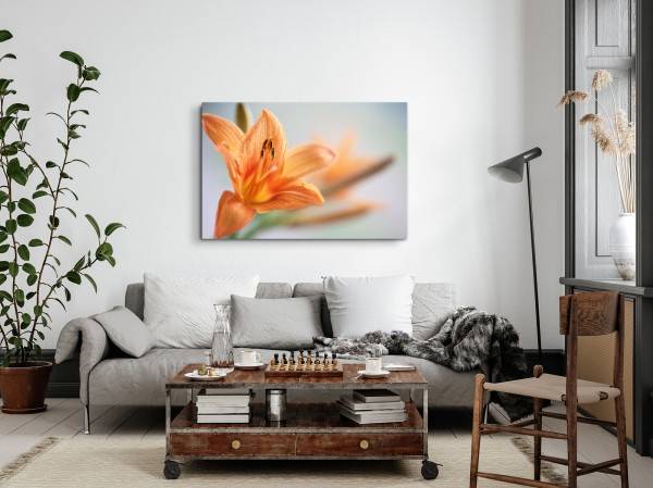 Paul Sinus Art 120x80cm Wandbild auf Leinwand Lilie Blume Orange Blüte Makrofotografie Saisonschlussverkauf