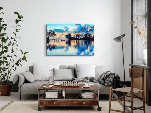 Paul Sinus Art 120x80cm Wandbild auf Leinwand Thailand Meer Blau Abendrot Fischernetz Sonnenuntergang Vatertagsangebot