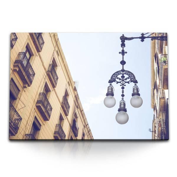 Paul Sinus Art 120x80cm Wandbild auf Leinwand Alte Straßenlaterne Straßen historisches Viertel Altstadt