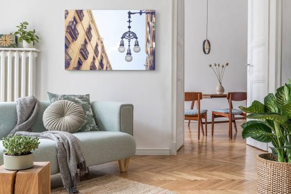 Paul Sinus Art 120x80cm Wandbild auf Leinwand Alte Straßenlaterne Straßen historisches Viertel Altstadt Tägliche Deals