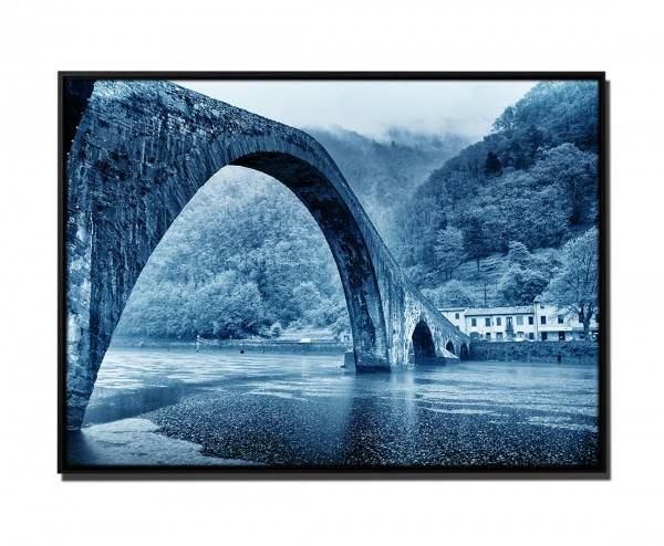 Paul Sinus Art 105x75cm Leinwandbild Petrol Teufelsbrücke Ponte della Maddalena Italien