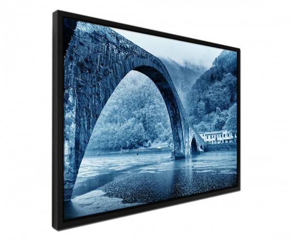 Paul Sinus Art 105x75cm Leinwandbild Petrol Teufelsbrücke Ponte della Maddalena Italien Sonderangebote