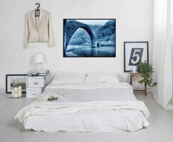 Paul Sinus Art 105x75cm Leinwandbild Petrol Teufelsbrücke Ponte della Maddalena Italien Sonderangebote