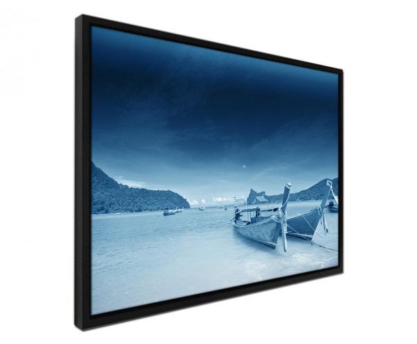 Paul Sinus Art 105x75cm Leinwandbild Petrol Strand mit 2 Booten VIP-Rabatte