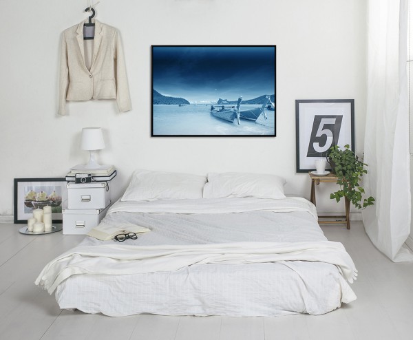 Paul Sinus Art 105x75cm Leinwandbild Petrol Strand mit 2 Booten VIP-Rabatte