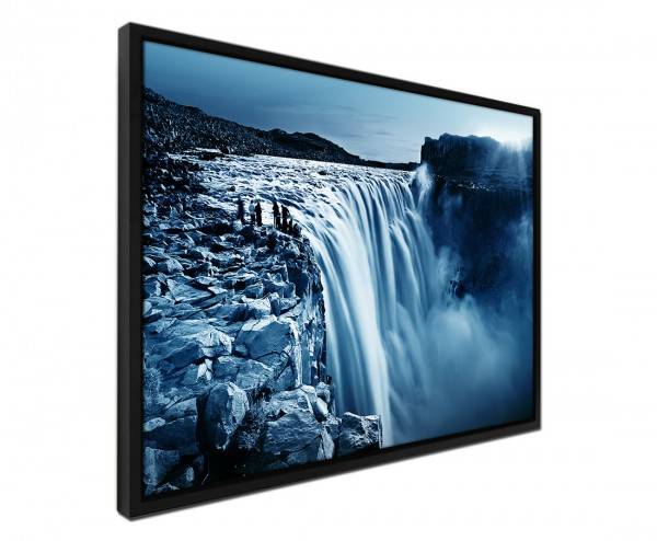 Paul Sinus Art 105x75cm Leinwandbild Petrol Wasserfall Sonnenuntergang Island Neueste Stile