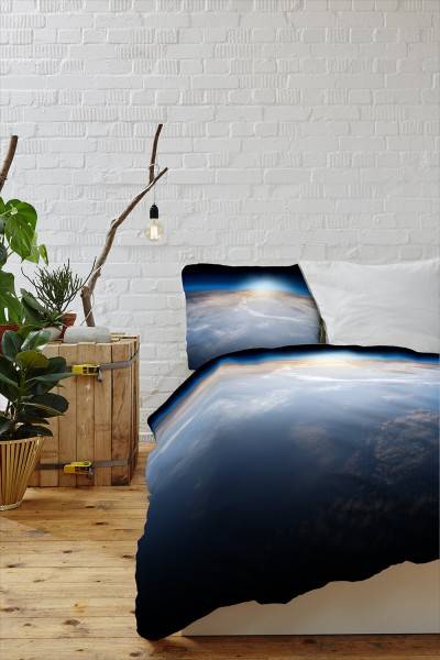 Paul Sinus Art Erdkugel Weltall Sonne Schwarz Blau Bettwäsche Set 135x200 cm + 80x80cm Atmungsaktiv Bis zu 50% Rabatt