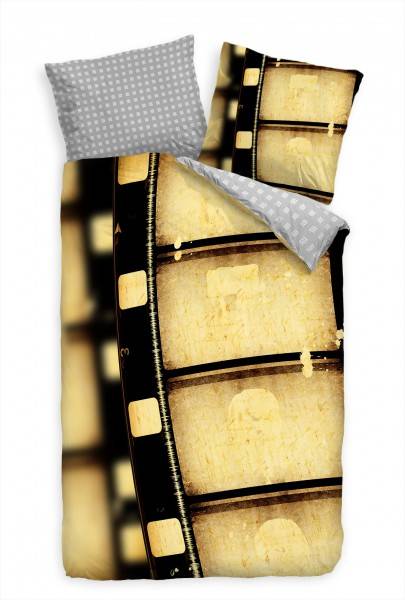 Paul Sinus Art Filmrolle Kino Retro Braun Sepia Bettwäsche Set 135x200 cm + 80x80cm Atmungsaktiv