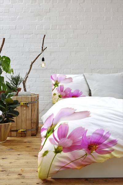 Paul Sinus Art Makro Blte Weiss Pink Bettwäsche Set 135x200 cm + 80x80cm Atmungsaktiv 50% Rabatt mit kostenlosem Versand