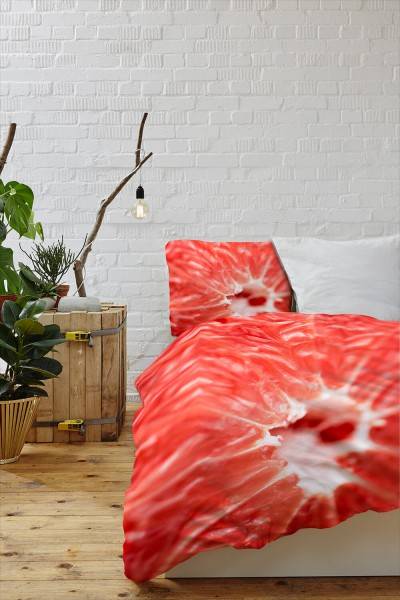 Paul Sinus Art Grapefruit Nahaufnahme Rot Makro Bettwäsche Set 135x200 cm + 80x80cm Atmungsaktiv Clearance-Verkauf