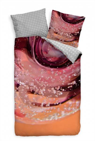 Paul Sinus Art Edelstein Makro Rot Orange Bettwäsche Set 135x200 cm + 80x80cm Atmungsaktiv