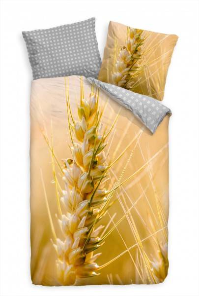 Paul Sinus Art Weizen Makro Gelb Sommer Bettwäsche Set 135x200 cm + 80x80cm Atmungsaktiv