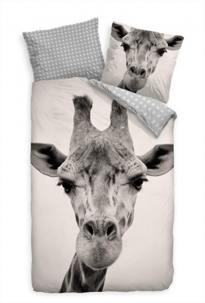 Paul Sinus Art Giraffe Portrait Sepia Vintage Bettwäsche Set 135x200 cm + 80x80cm Atmungsaktiv