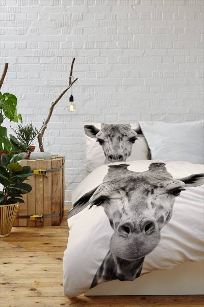 Paul Sinus Art Giraffe Portrait Sepia Vintage Bettwäsche Set 135x200 cm + 80x80cm Atmungsaktiv Auslauf
