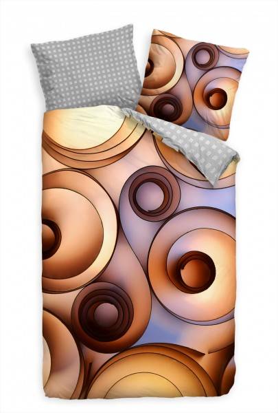 Paul Sinus Art Abstrakt Kreise Hintergrund Lila Braun Bettwäsche Set 135x200 cm + 80x80cm Atmungsaktiv