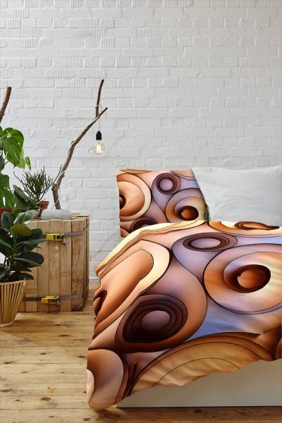 Paul Sinus Art Abstrakt Kreise Hintergrund Lila Braun Bettwäsche Set 135x200 cm + 80x80cm Atmungsaktiv Versandkostenfrei